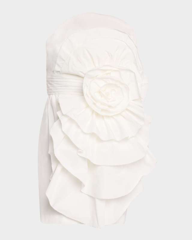 Strapless Ruffle Taffeta Mini Dress